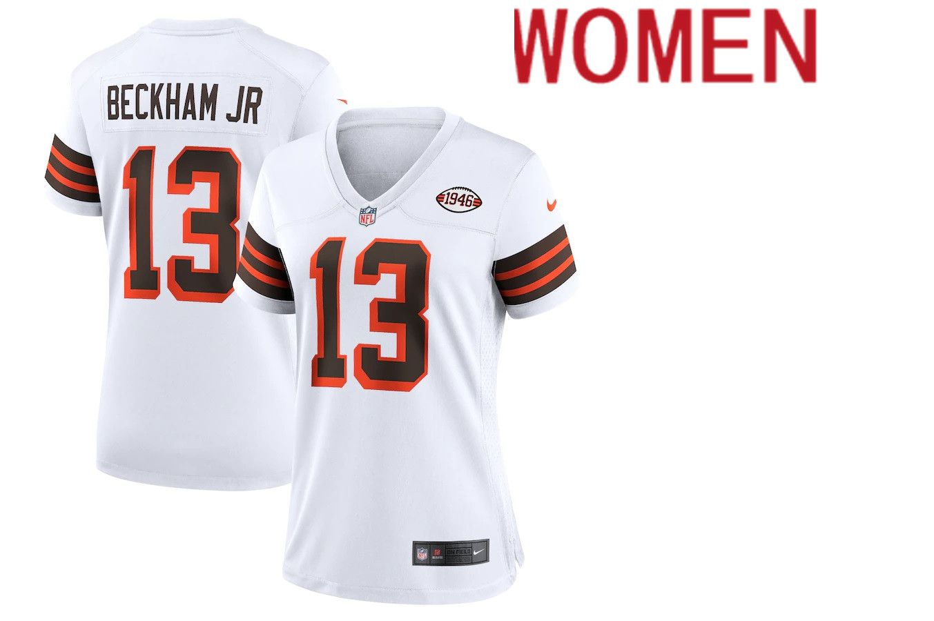 Women Cleveland Browns 13 Odell Beckham Jr. Nike White 1946 Collection Alternate Game NFL Jersey